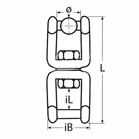 Wirbelschäkel Gabel-Gabel mit Innensechskant - Edelstahl A4-AISI 316