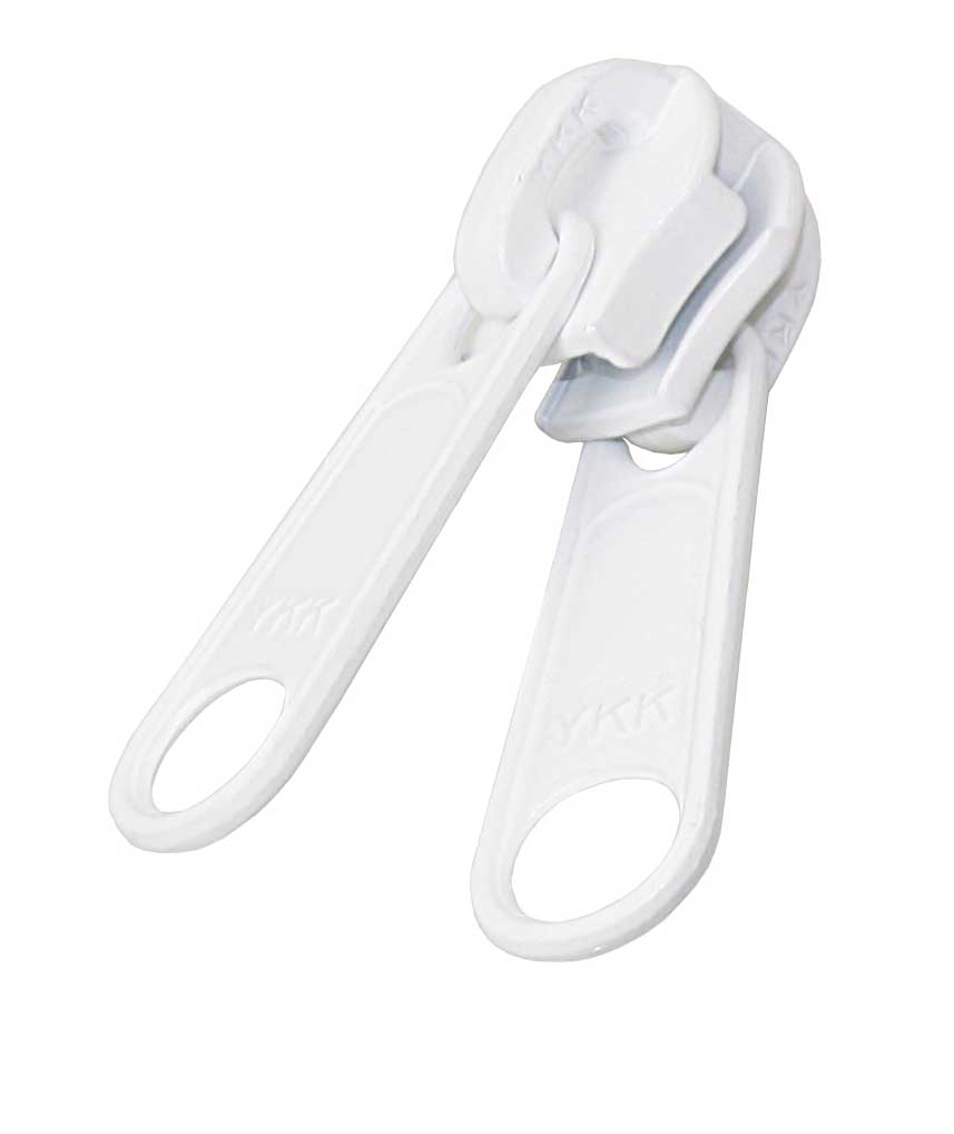 YKK Schieber für Reißverschlüsse - Zinklegierung lackiert Weiß und Schwarz Doppelschieber Zinklegierung lackiert Weiß