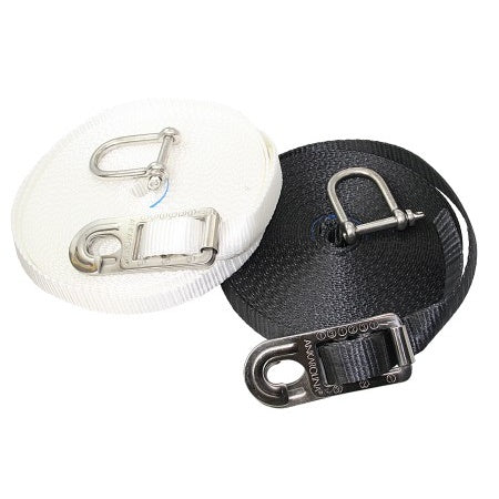 SAFEOLINA Streckgurt-Set Jackline PES 12 m – Weiß/Schwarz – Mit Schäkel