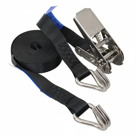 Ratschen-Spanngurt 25mm AC4025 zweiteilig 0,4m + 4,6m mit Edelstahl-Ratsche schwarz 1000kg