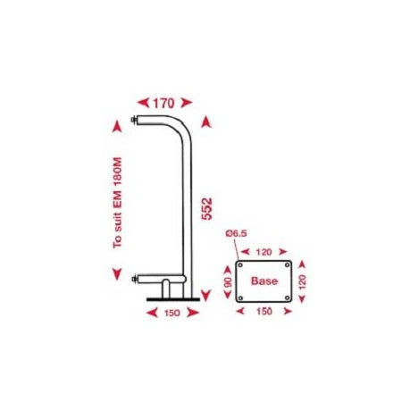 ECHOMAX Halterung AM180DB/MB – Edelstahl – Decks- & Mastmontage für EM180