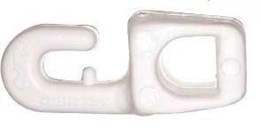 KLEINER HAKEN FÜR GUMMISCHNUR - Kompakter Kunststoffhaken für 6mm Gummischnur in Weiß/Schwarz Weiß