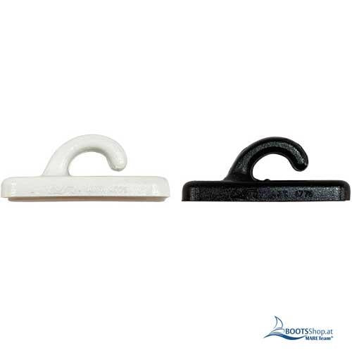 KUNSTSTOFFHAKEN STANDARD LÄNGS - Robuster Haken mit 2-Loch-Bohrung 40mm in Weiß/Schwarz