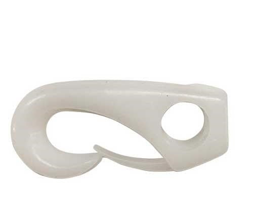 HAKEN FÜR GUMMISCHNUR STANDARD - Robuster Kunststoffhaken mit Doppelloch für Tau 4-10mm weiß