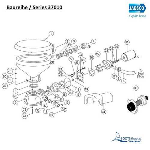 Jabsco 58105-1000 Scharniersatz (1 Paar) für Toiletten 29120/37010-58280