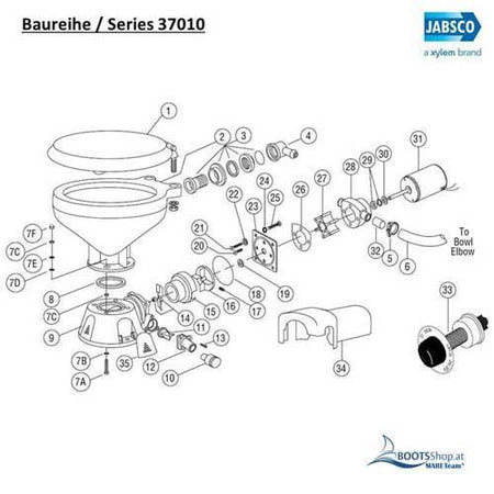 Jabsco 58105-1000 Scharniersatz (1 Paar) für Toiletten 29120/37010-58280