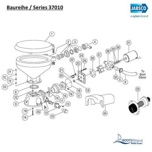 Jabsco 29098-1000 Scharniersatz WC-Sitz Kompakttoilette (1 Paar)