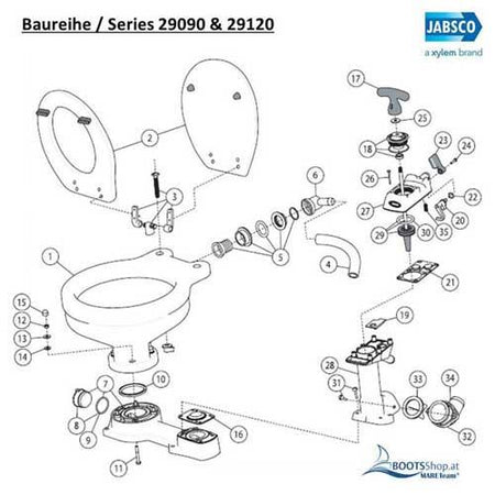 Jabsco 29097-1000 Toilettendeckel Compact für Toiletten 29090/37010-37245