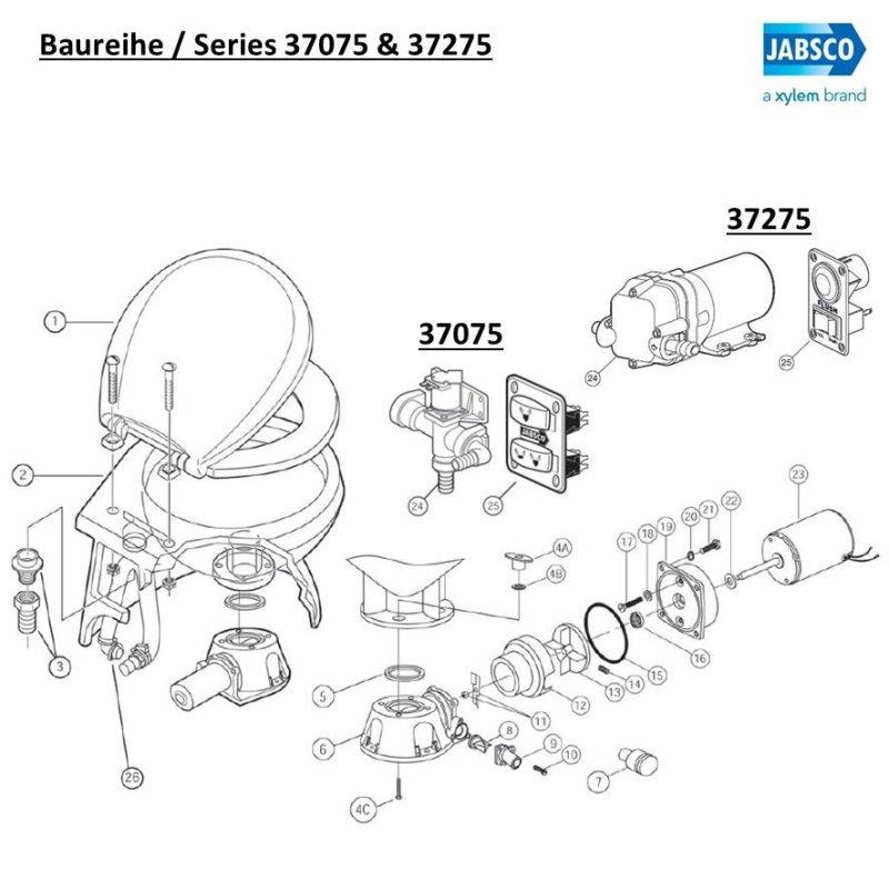 Jabsco 37047-2000 Schaltpanel für Toiletten 37045-37275