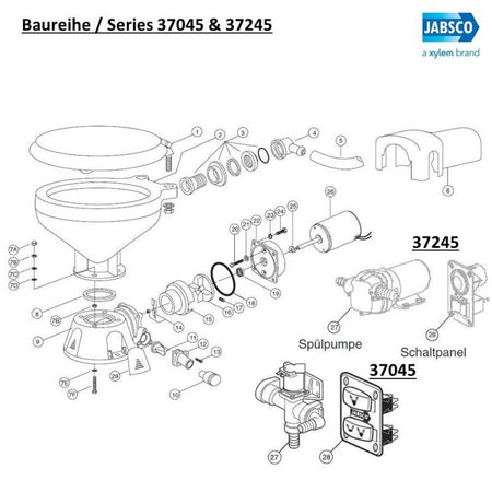 Jabsco 37056-1000 Hackmesser + Kontermutter für Toiletten 29100-37275