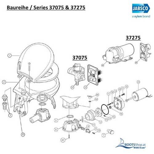 Jabsco 29127-1000 Sitz-Deckel-Scharniersatz für Komforttoiletten 29120/37010-37275