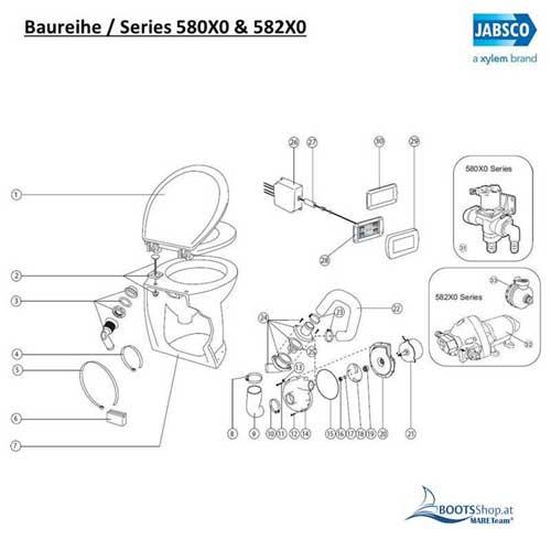 Jabsco 58107-1000 Dichtung und Kniestück für Spülwassereinlass