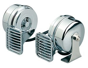 MARCO Mini-Kompakthorn Verchromt 12 V – 114 dB – Einfach/Doppelt – 410/490 Hz