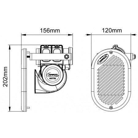 MARCO HURRICANE Signalhorn Einbau 12 V – 120 dB – Weiß/Chrom – 300 Hz