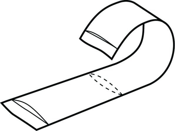 Technische Illustration einer Roller-Batten Segellatte mit gewölbtem Querschnitt und eingerolltem Ende zur Veranschaulichung ihrer flexiblen, rollbaren Form.