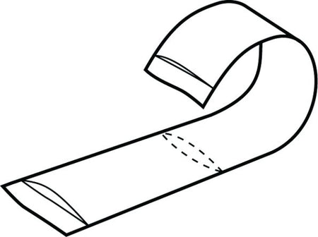 Technische Illustration einer Roller-Batten Segellatte mit gewölbtem Querschnitt und eingerolltem Ende zur Veranschaulichung ihrer flexiblen, rollbaren Form.