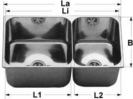 BARKA Doppelspülbecken Edelstahl poliert 555x300x200mm Rand A