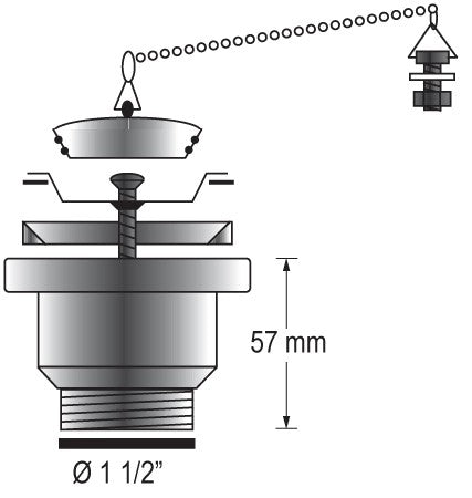 BARKA Waschbecken-Auslass Zubehör 1 1/4" und 1 1/2" Kunststoff 1 1 2" Kunststoff-Auslass