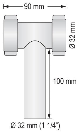 BARKA Waschbecken-Auslass Zubehör 1 1/4" und 1 1/2" Kunststoff 1 1 4" T-Stück