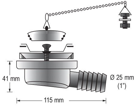 BARKA Waschbecken-Auslass Zubehör 1 1/4" und 1 1/2" Kunststoff 1 1 4" Waschbecken-Auslass für 25mm Ø extrem flach