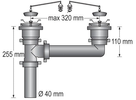 BARKA Waschbecken-Auslass Zubehör 1 1/4" und 1 1/2" Kunststoff 1 1 4" Auslassverschraubung für Doppelspülen 40mm Schlauch