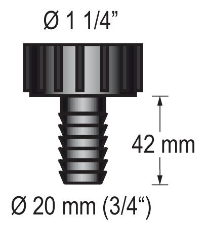 BARKA Waschbecken-Auslass Zubehör 1 1/4" und 1 1/2" Kunststoff 1 1 4" Schlauchanschlussstück 1 ¼" für 20mm Schlauch