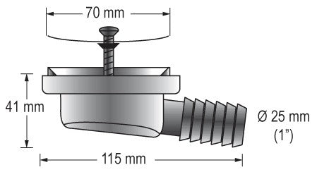 BARKA Waschbecken-Auslass Zubehör 1 1/4" und 1 1/2" Kunststoff 1 1 4" Waschbecken-Auslass für 25mm Ø flach