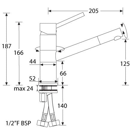 BARKA Einhebel-Mischbatterie schwenkbar verchromt 1/2" Gewinde
