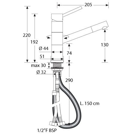 BARKA Einhebel-Mischbatterie schwenkbar verchromt 1/2" Gewinde
