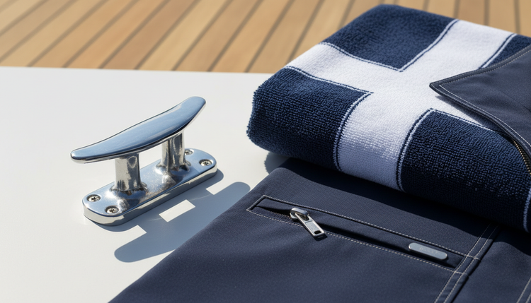 Edelstahl-Klampe auf Bootsdeck