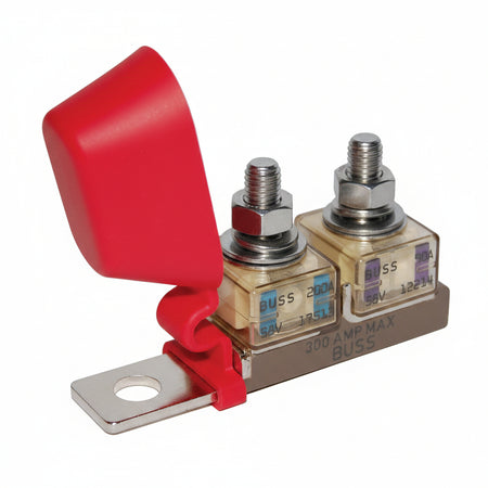 Blue Sea Systems MRBF-Anschlusssicherungsblock BS2151 – 2-fach, max. 300A/58V, wetterfest mit Isolierkappe
