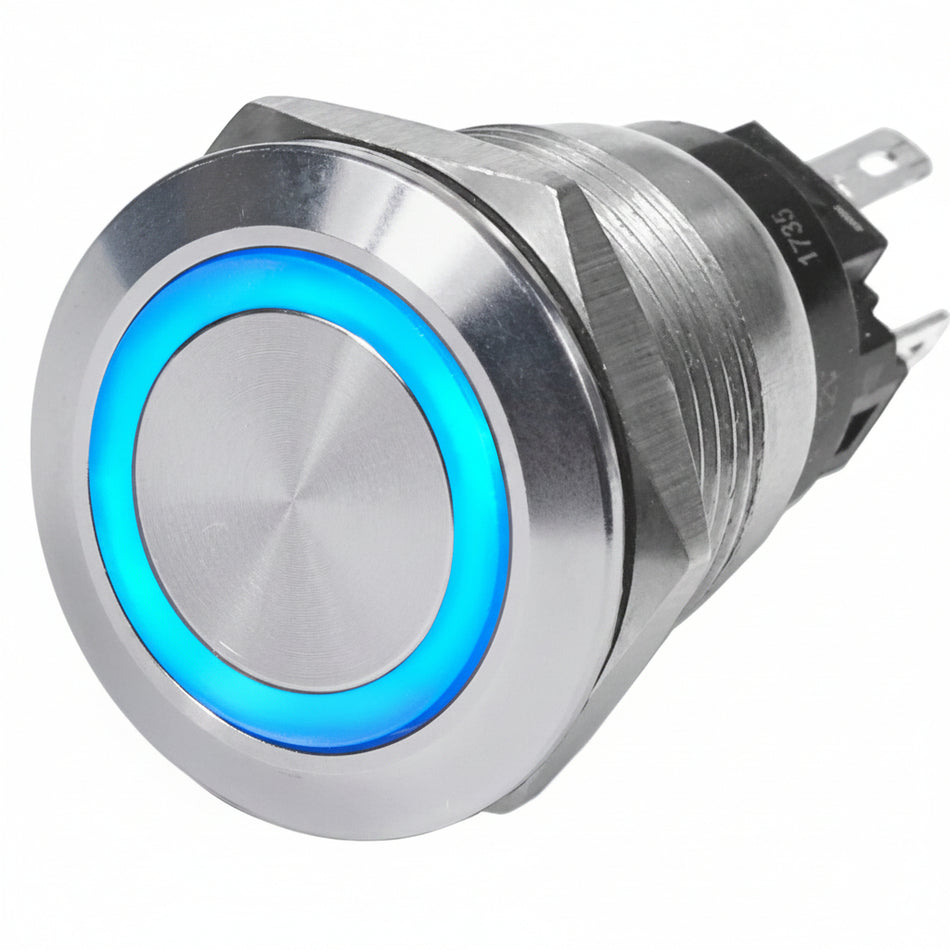 Blue Sea Systems Wasserdichter Druckschalter BS4160 – IP67, 22 mm, blau beleuchtet