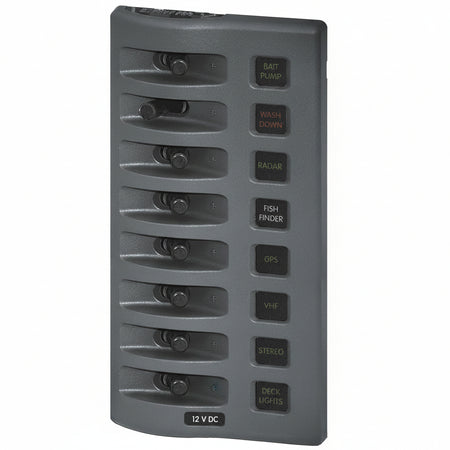Blue Sea Systems WeatherDeck ATC Schaltpaneel BS4308 – 8 Stromkreise, IP67, 12V, 100A, 98,6 x 195,6 mm
