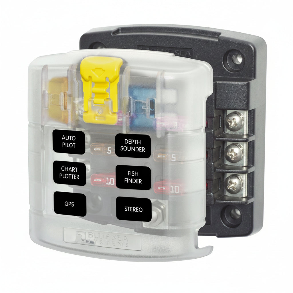 Blue Sea Systems ST-Blade Sicherungsblock mit gemeinsamer Stromquelle – 6- und 12-fach BS5028