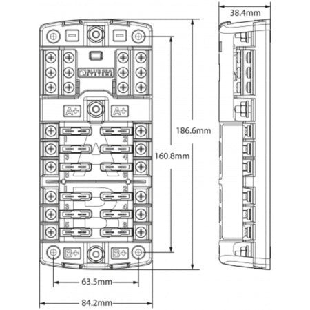 Blue Sea Systems ST-Blade Split-Bus Sicherungsblock 12-fach 100A – BS5032