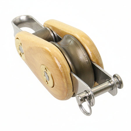 Barton Victory Holzblock BT50230 – einfach, festes Auge mit Unterbügel, 90 mm, Eschenholz mit Delrin Kugellager und Edelstahlschäkel