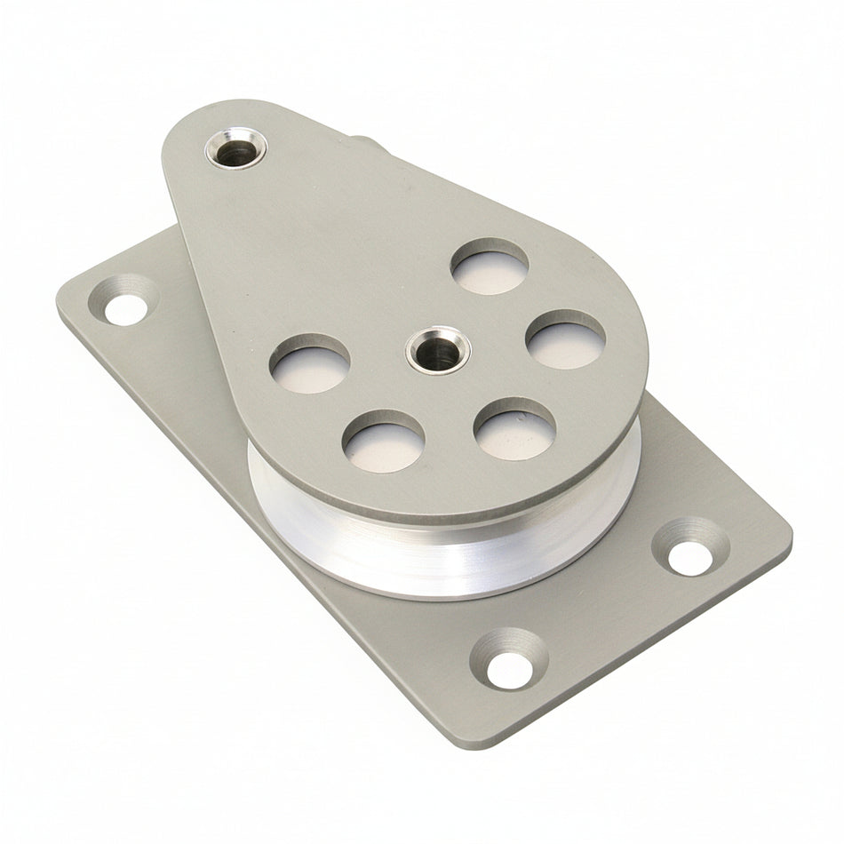 Barton Aluminium-Flanschblock BT91650 – Detailansicht Montageplatte mit 4 Befestigungsbohrungen und Gleitlager-Rolle