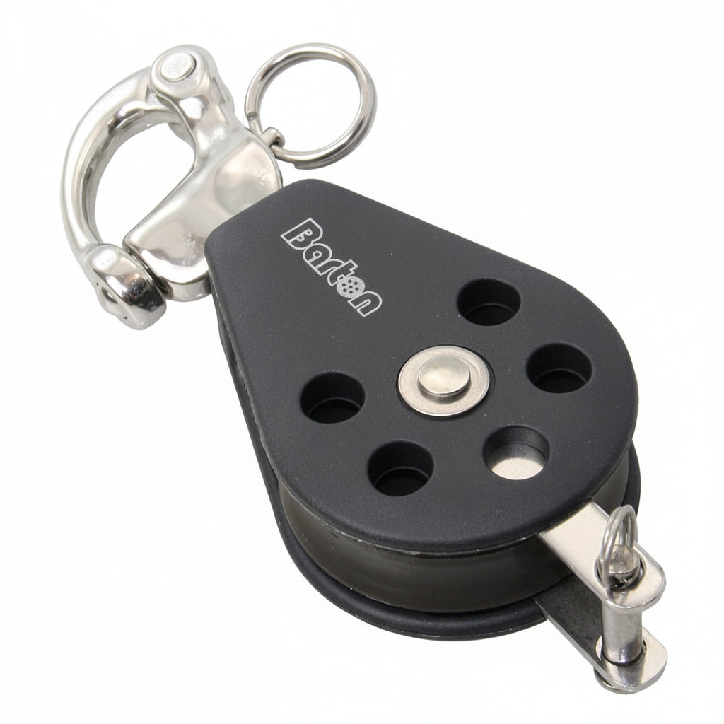 BARTON Einfachblock mit Schnappschäkel und Hundsfott - Größe 3 für Tau bis 10mm