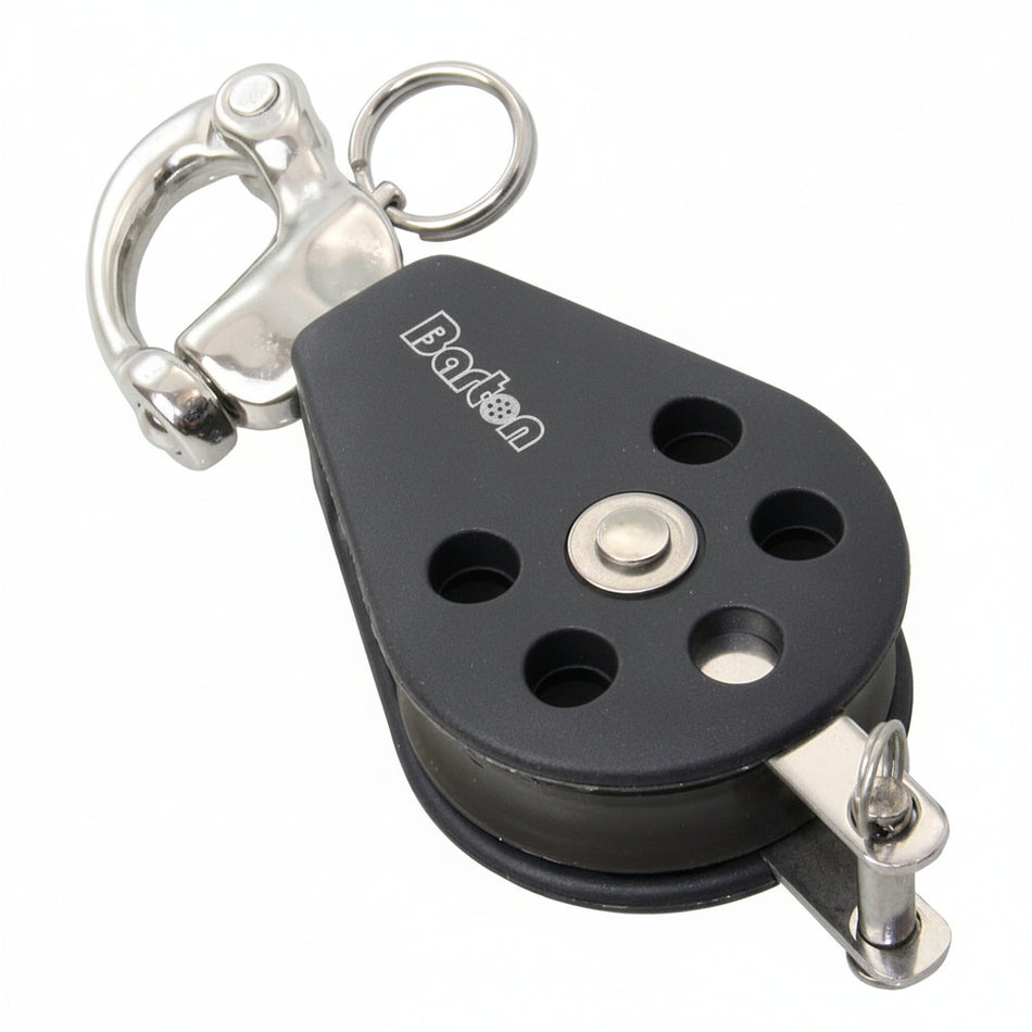 BARTON Einfachblock mit Schnappschäkel und Hundsfott - Größe 3 für Tau bis 10mm