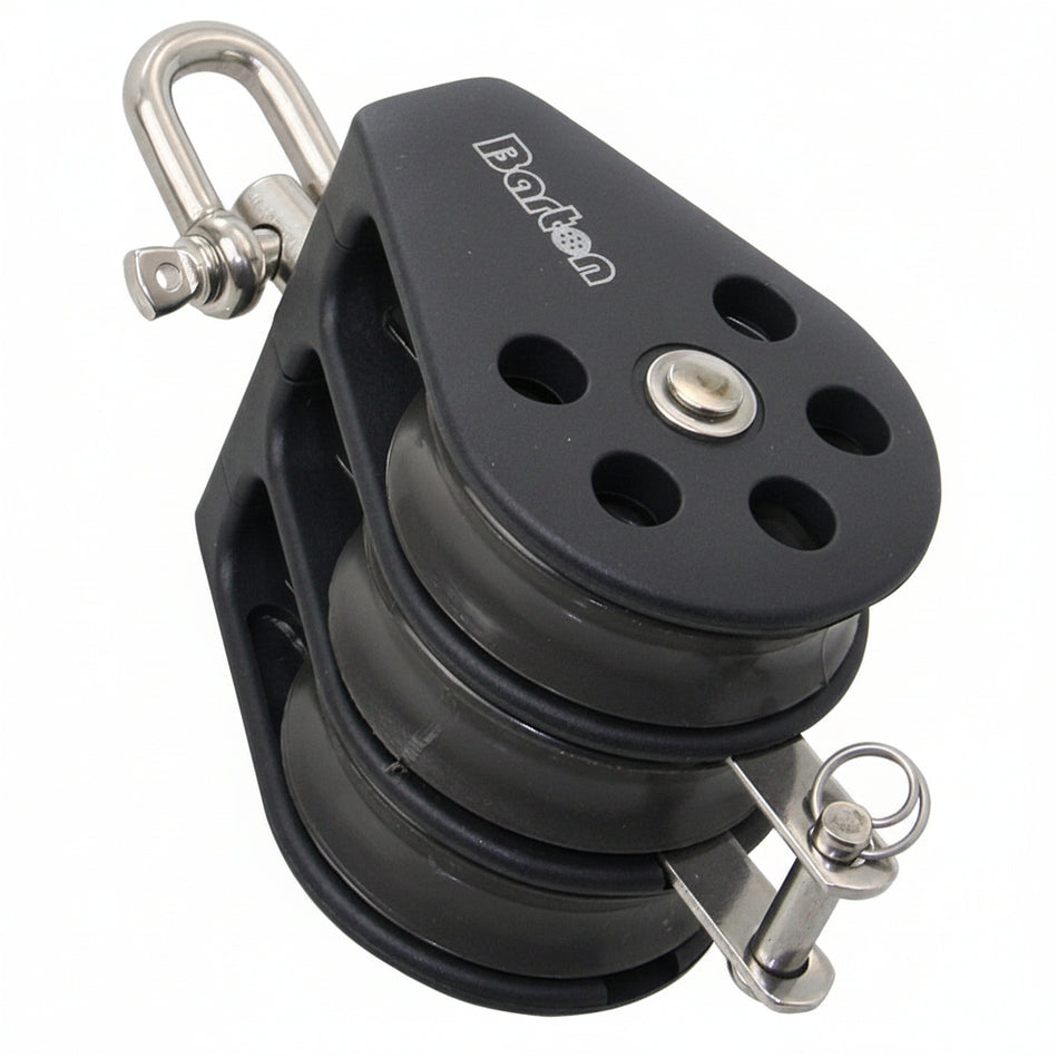 BARTON Dreifachblock mit Wirbelauge und Hundsfott - Größe 1 für Tau bis 8mm