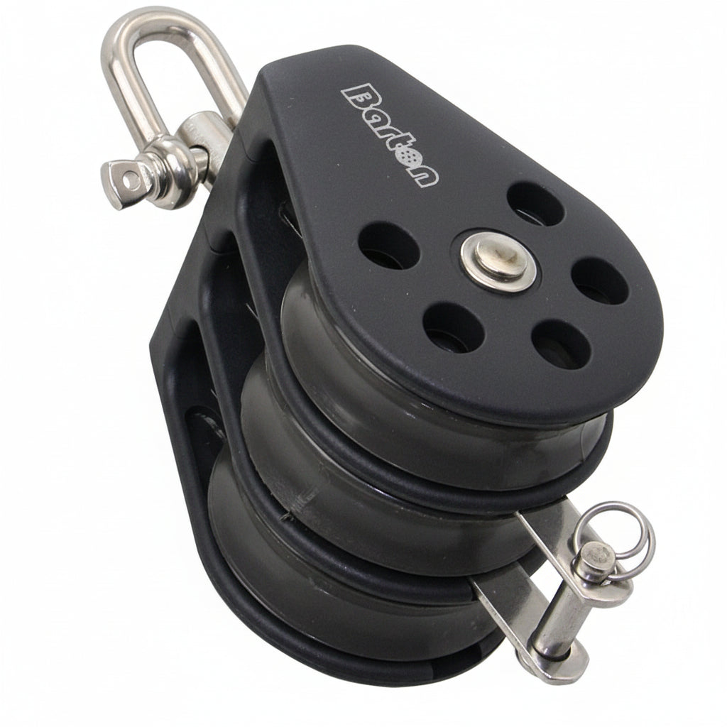 BARTON Dreifachblock mit Wirbelauge und Hundsfott - Größe 2 für Tau bis 8mm