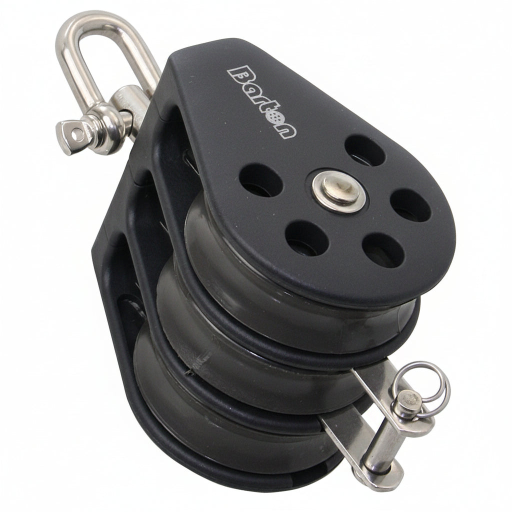 BARTON Dreifachblock mit Wirbelauge und Hundsfott - Größe 3 für Tau bis 10mm