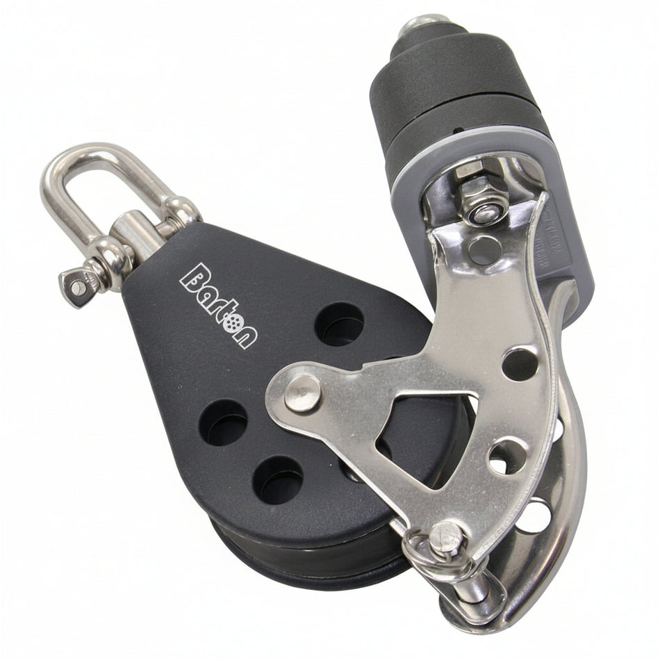 BARTON Einfachblock mit Wirbelauge, Hundsfott und K-Klemme - Größe 2 für Tau bis 8mm