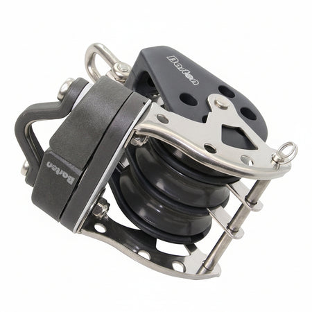 BARTON Dreifachblock Größe 3 gleitgelagert - Scheibe 45mm für Tau bis 10mm mit Wirbelschäkel, Unterbügel und Klemme