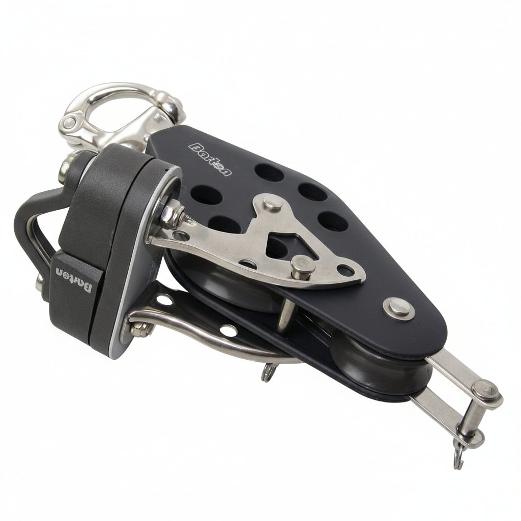 BARTON Violinblock mit Schnappschäkel, Hundsfott und K-Klemme - Größe 2 für Tau bis 8mm