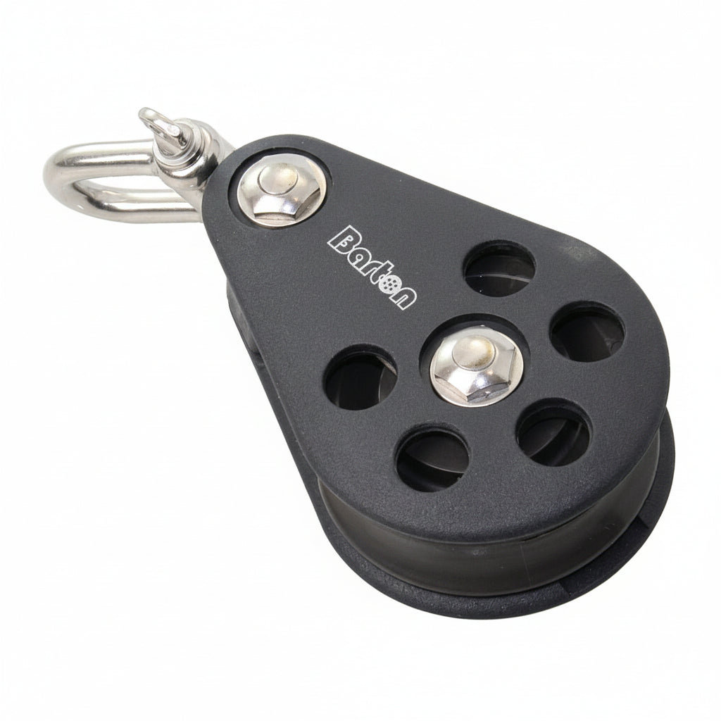 BARTON Einfachblock Größe 7 kugelgelagert - Scheibe 70mm für Tau bis 14mm mit Wirbelschäkel