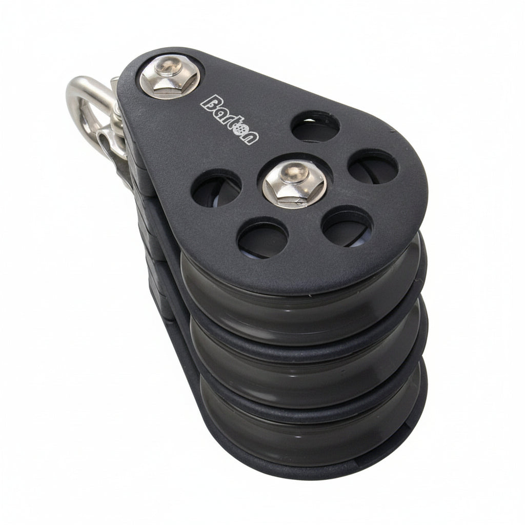 BARTON Dreifachblock Größe 5 kugelgelagert - Scheibe 54mm für Tau bis 12mm mit Umsteckschäkel