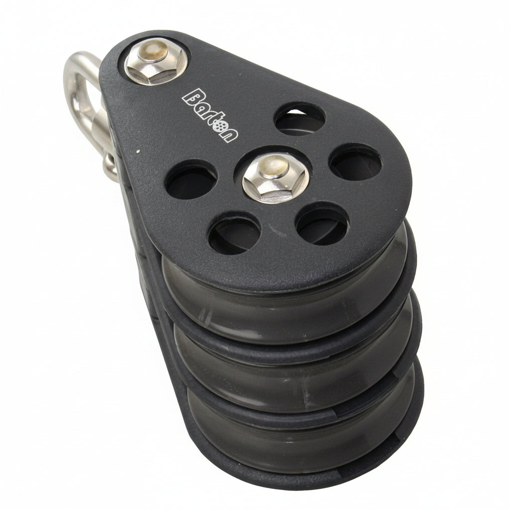 BARTON Dreifachblock Größe 6 kugelgelagert - Scheibe 64mm für Tau bis 12mm mit Wirbelschäkel