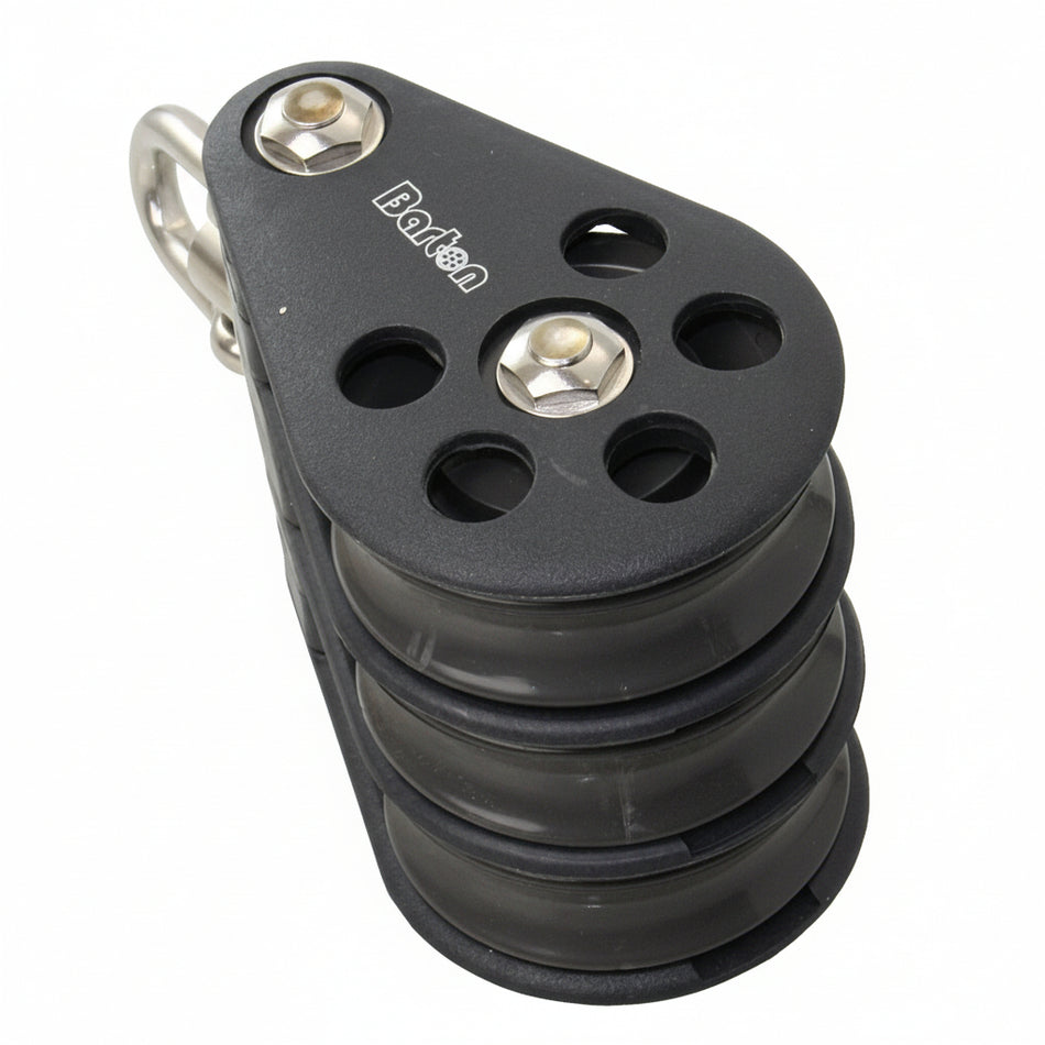 BARTON Dreifachblock Größe 6 kugelgelagert - Scheibe 64mm für Tau bis 12mm mit Wirbelschäkel