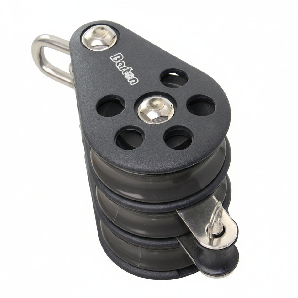 BARTON Dreifachblock Größe 6 kugelgelagert - Scheibe 64mm für Tau bis 12mm mit Wirbelschäkel